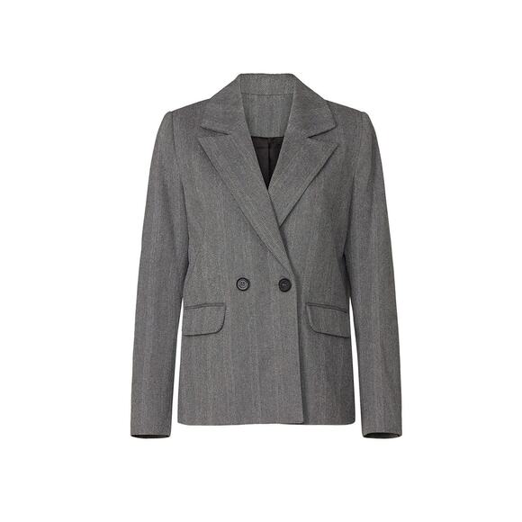 ANNIE BING Grey Wool Blend Boxy Cut Style Oversized Striped Becky Blazer size S - Picture 9 of 14